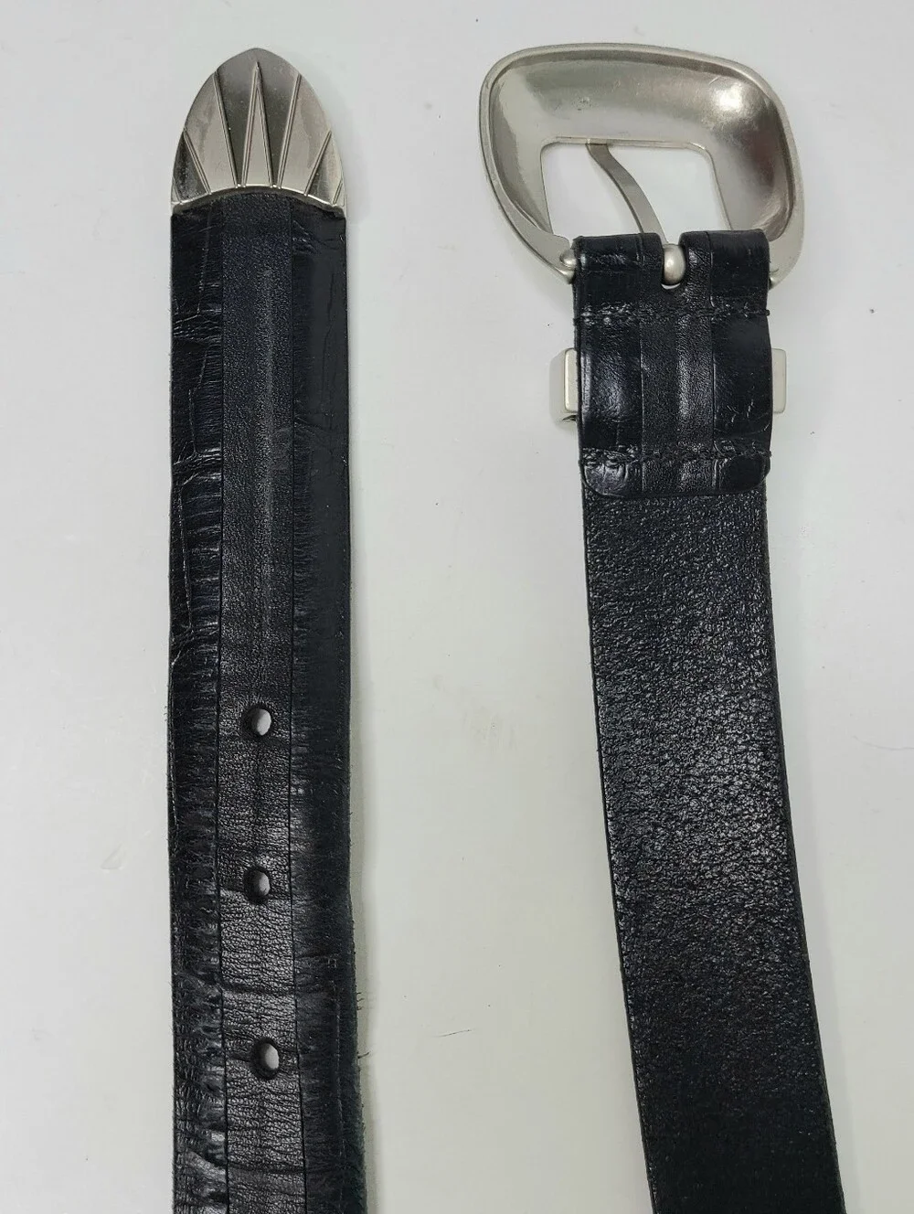Johnston & Murphy Handcrafted Western Graphic Buckle Italian Leather Belt